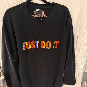 Nike Black Crewneck Sweater with Colorful 'Just Do It'